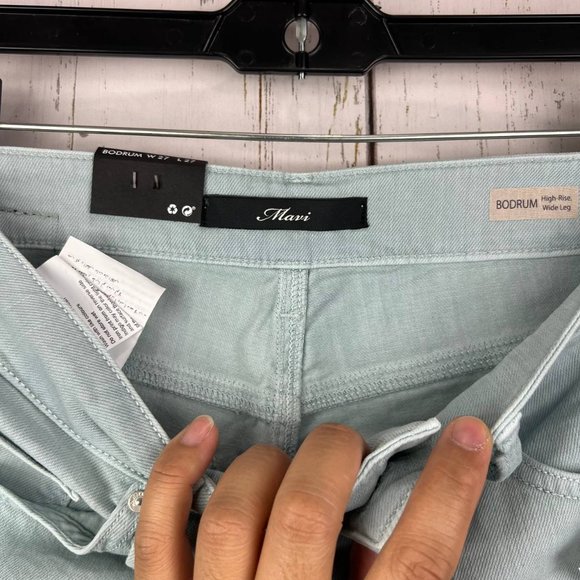 Mavi 27x27 Bodrum‎ High Rise Wide Leg Denim Jeans Pants Green Women New - Picture 3 of 16